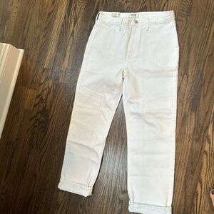 Agolde Cooper Cargo white pants in color milkshake